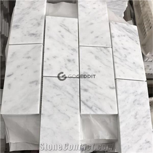 Carrara White 2x4" Honed Marble Subway Mosaic Tile