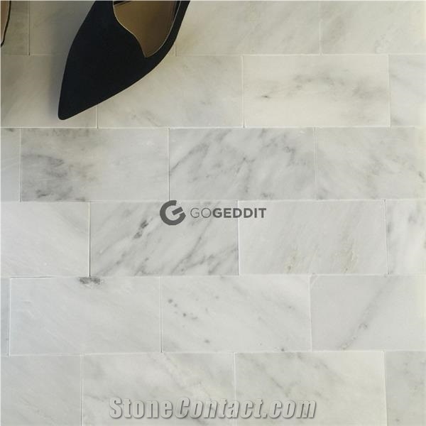 Carrara White 2x4" Honed Marble Subway Mosaic Tile