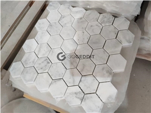 Carrara White Hexagon Marble Bathroom Mosaic Tile