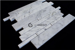 Carrara White Linear Strip Honed Marble Mosaic