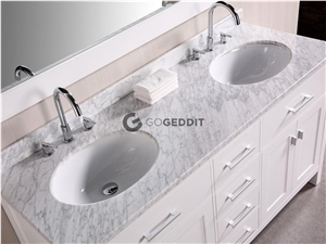Carrara White Marble Bathroom Double Vanity Top