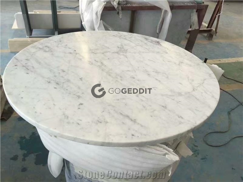 Carrara White Marble Round Patio Table Top