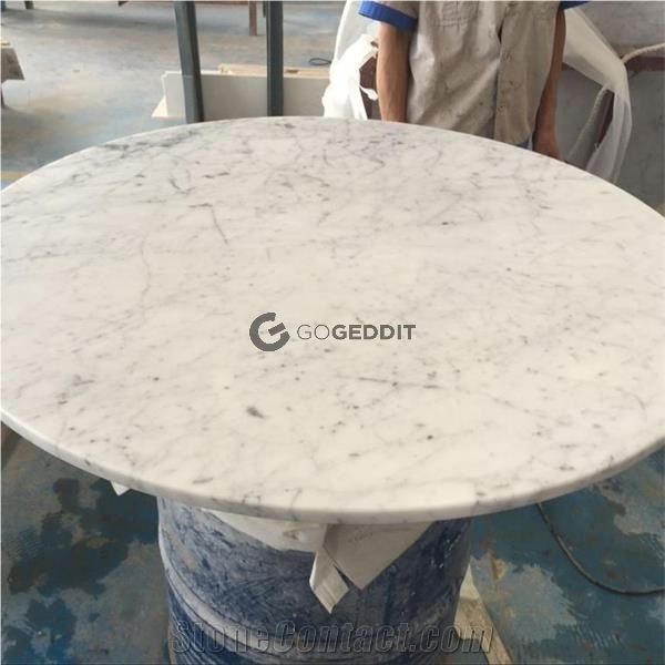 Carrara White Marble Round Patio Table Top