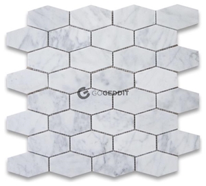 Carrara White Polished Long Hexagon Marble Mosaic