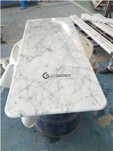 Carrera White Rectangle Marble Dining Table Top