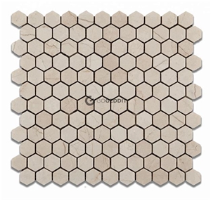Crema Marfil Hexagon Honeycomb Marble Mosaic Tile