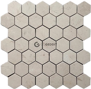 Crema Marfil Hexagon Marble Mosaic Tile Honed