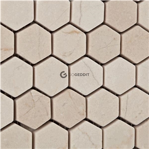 Crema Marfil Marble 1" Hexagon Mosaic Tile Honed