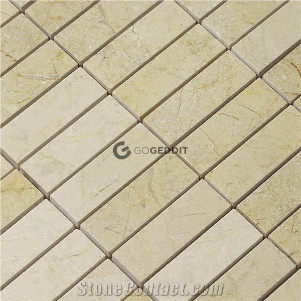 Crema Marfil Marble 1x3 Linear Strip Mosaic Tile
