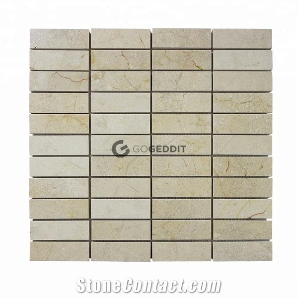 Crema Marfil Marble 1x3 Linear Strip Mosaic Tile