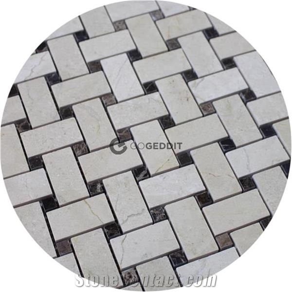 Crema Marfil Marble 2x3 Basketweave Mosaic Tile