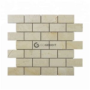 Crema Marfil Stacked Brick 1x2" Marble Mosaic Tile