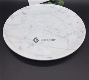 Italy Bianco Carrara Marble Round Cafe Table Top