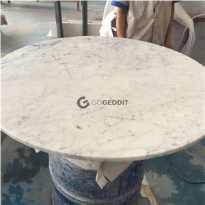 Italy Bianco Carrara Marble Round Cafe Table Top