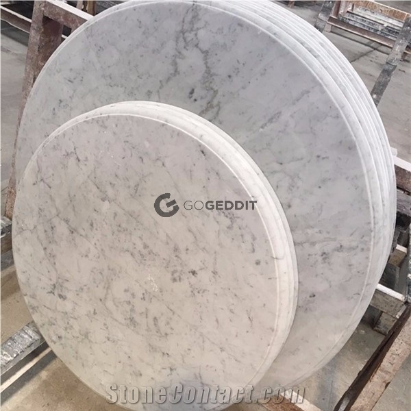 Round Carrara White Marble Dining Table Top