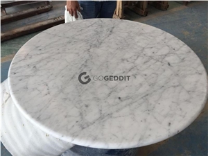 White Carrara Marble Round Bistro Table Top