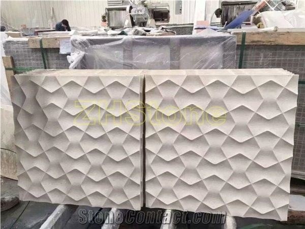 Baiyulan Marble Cnc Carving Tile Wave Design