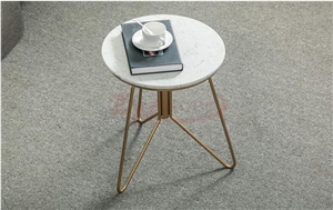 Bianco Carrara Marble Tabletop&Gold Metal Leg