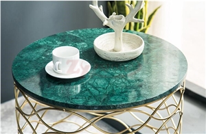 Black Gold Marble Round Tabletop Simple Leg
