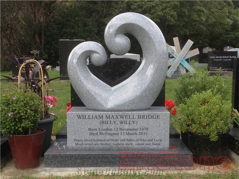 Broken Heart Design Grey Granite Monument