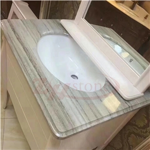 Crystal Wood Marble Bathroom Vanity Tops