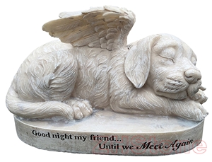Dog Angle White Marble Engraved Headstones