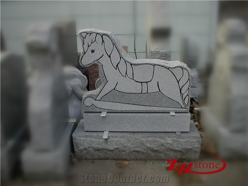 Hobby Horse Design Grey Granite Single Monument