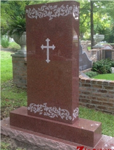 Imperial Red Granite Cross Carving Headstones