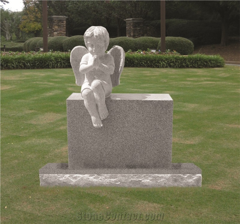 Kid Angel Design Sesame Grey Granite Monument