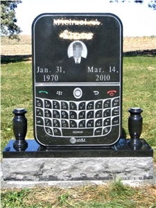 Mobile Design Shanxi Black Granite Tombstone