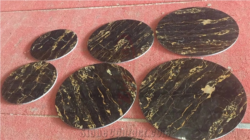 Nero Portoro Marble Round Tabletop ,Black Marble