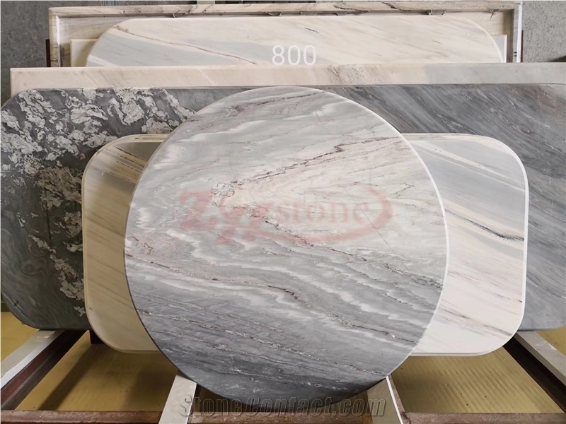 Palissandro Bianco Marble Round Corner Tabletops