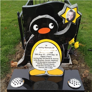 Penguin Design Shanxi Black Granite Kid Monument