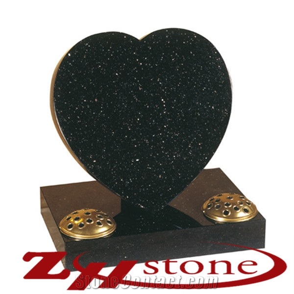 Platinumb Black Granite Heart Headstone