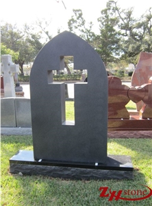 Sesame Black Granite Gothic Top&Cross Tombstone