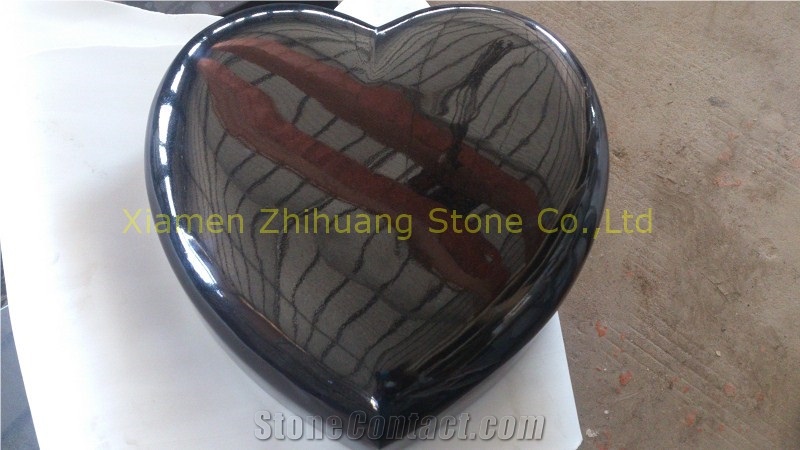 Shanxi Black Granite Heart Design Single Monument