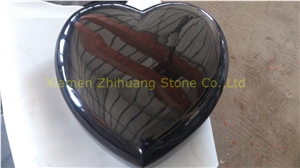 Shanxi Black Granite Heart Design Single Monument