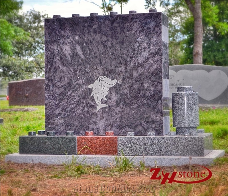 Tree Carving &Heart Black Grantie Headstone