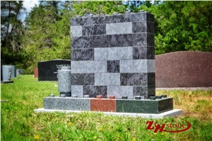 Two Bear Holding Heart India Red Granite Headstone