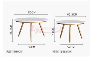 White Marble Round Tea Table with Metal Leg