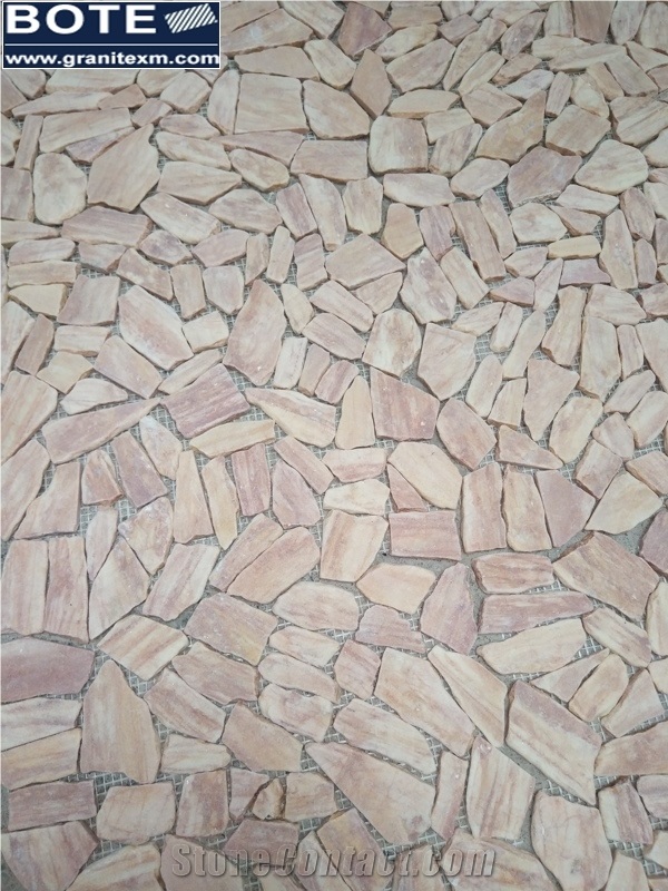 Tiger Yellow Pebble Marble Mosaic Tiles in Stock