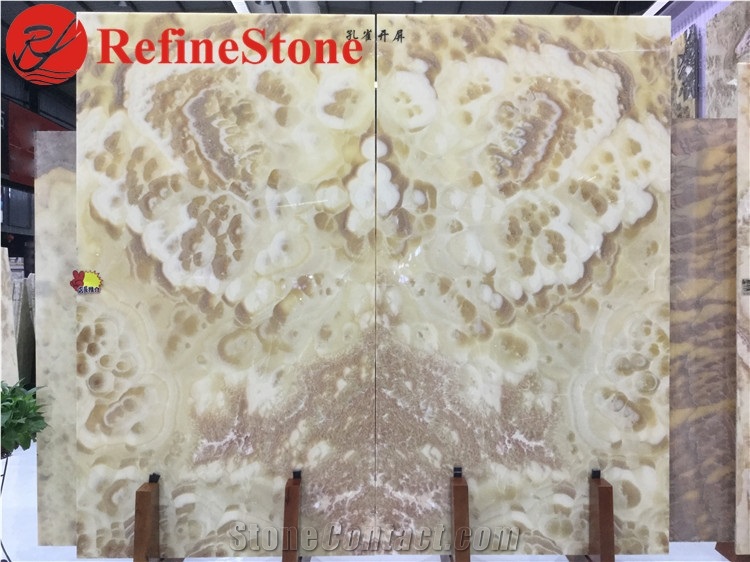 Book Matched Onyx Slabs for Background Wall