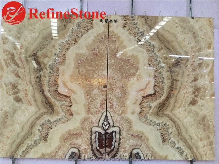 Book Matched Onyx Slabs for Background Wall