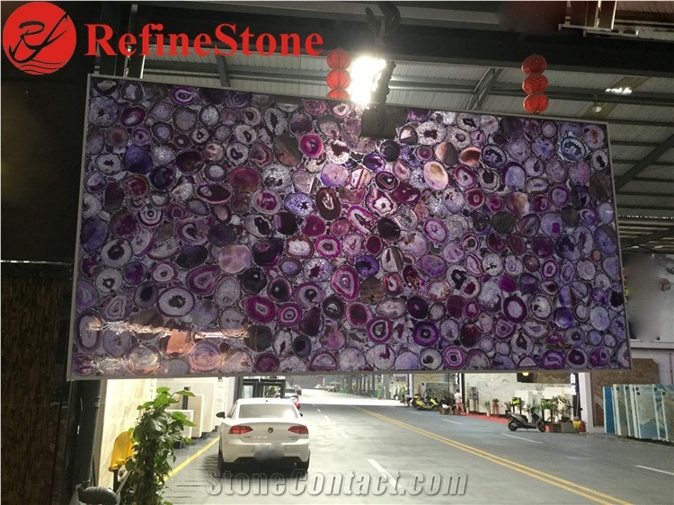 Wholesale Polished Purple Agate Semiprecious Stone Slabs