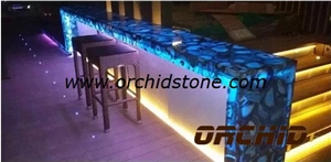 Agate Blue Semiprecious Stone Bench Tops, Commercial Counters
