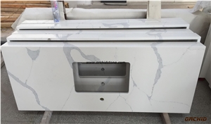 Calacatta Engineered Quartz Stone Kitchen Top