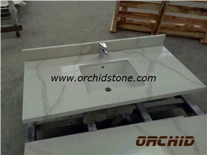 Calacatta White Quartz Bathroom Top, Vanity Tops