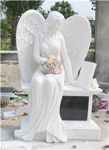 Hunan White Marble Angel Sculptured Monument