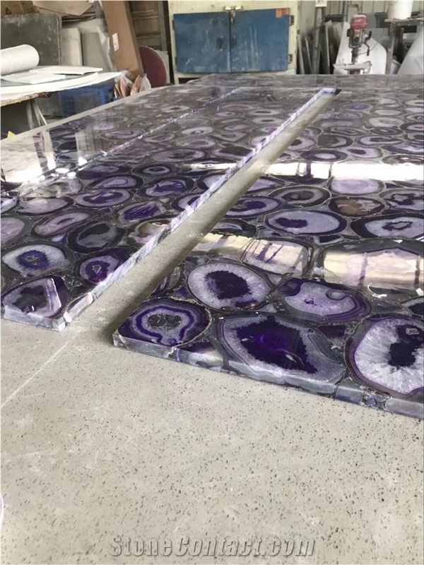 Backlit Amethyst Gemstone Purple Agate Stone Tiles