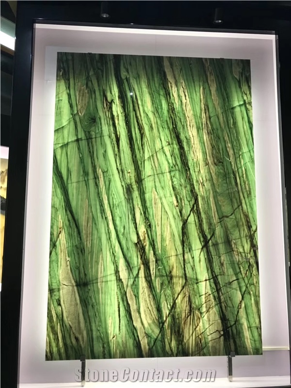 Backlit Botanic Green Quartzite Slab for Wall